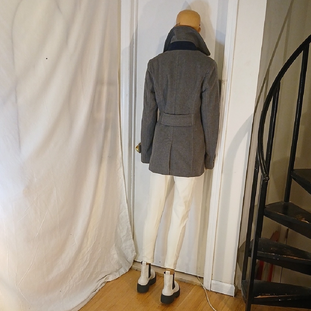 NWOT LANDS' END Gray Wool & Cashmere Blend Double-Breasted Pea Coat/Jacket - Picture 7 of 16
